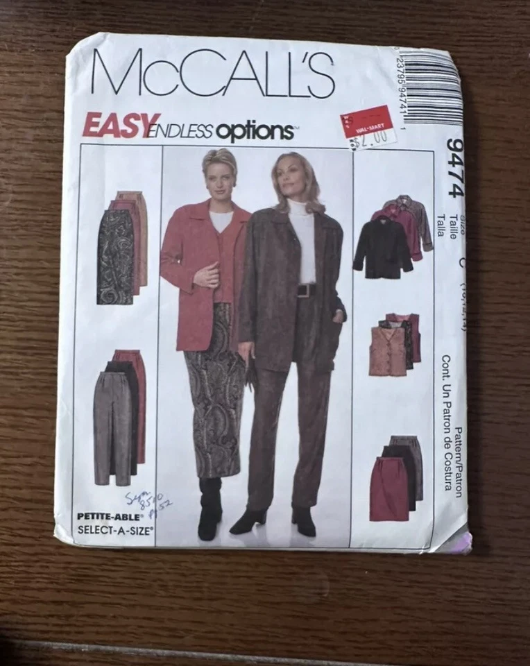 McCALLS 9474 Pattern Jacket Vest Skirts & Pants  10-12-14 Uncut - Image 1 of 1