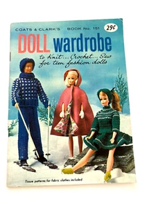 1964 Booklet "Coats & Clark's Doll Wardrobe" w/ Instructions to Knit & Crochet * - Picture 1 of 13