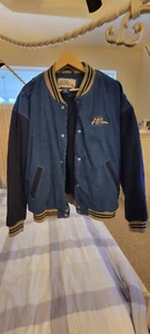 Rare No Fear Varsity Bomber Jacket Denim XL - Picture 1 of 2