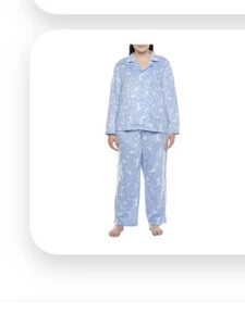 Adonna Mujer 2 piezas Pijama de lana Tamaño del conjunto 1X Blue Paisley Sleep Lounge Soft - Imagen 1 de 3