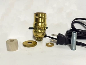 Lamp parts: brass-plated pre-wired bottle kit - 1" adapter, brown cord BK-7 - Picture 1 of 1
