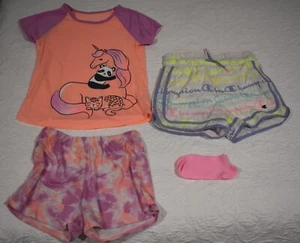 Girls Size M (7-8) Summer Pajamas, New Pair of Champion Shorts and New Socks Lot - Picture 1 of 4