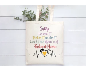 Borsa Tote Bag Beige Naturale Personalizzata Regalo Infermiera Pensionata Lascia Regalo Divertente - Foto 1 di 1