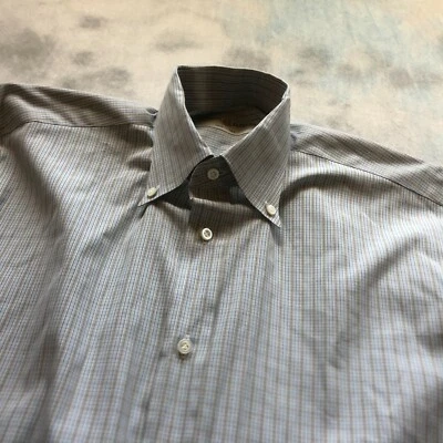 Luciano Barbera plaid Dress Shirt Sz M 15-35 Made in Italy - Image 1 of 4
