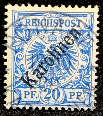 MATT'S STAMPS GERMANY CAROLINE ISLANDS #4, USED, BEAUTIFUL COLOR! CV$180 - Image 1 of 3