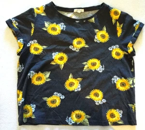 Lily Loves Size 12 Cropped Shirt Top Sunflower Bright Beach Surf Party Casual - Picture 1 of 9