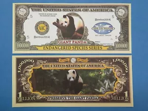 China PANDA Bear Endangered Species ~ $1,000,000 One Million Dollar Novelty Bill - Picture 1 of 2