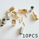 SMA Male Crimp Coax Connectors for RG58 RG142 LMR195 RG400 Cable (10 Pack)