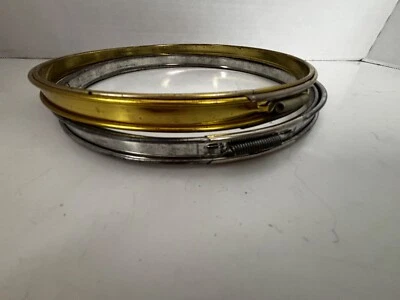 2 VINTAGE 7"  metal embroidery hoops  Gold and Silver Cork Lined  Tension READ - Image 1 of 4