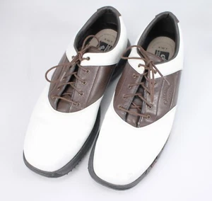 Callaway Men's 07XTT Grand Slam White/Dark Brown Golf Shoes Size 10 - Picture 1 of 6