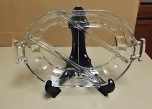 VINTAGE CLEAR CRYSTAL GLASS DEEP RELISH DISH / TRAY OVAL HANDLES 3 SECTION NICE - Picture 1 of 5