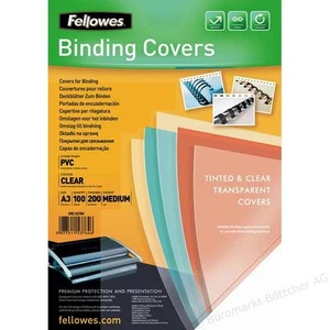 FELLOWES 53764 COPERTINE RILEGATURA PVC A3 TRASPARENTE O COLORATO - Picture 1 of 1