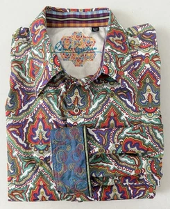 Camisa Robert Graham Para Hombre XL Botón Cachemira Puño Abatible Multicolor Medallón Boho - Imagen 1 de 8