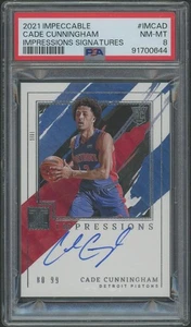 2021/22 Impeccabile Cade Cunningham Impressions Rookie Aurto #80/99 PSA 8 (NM-MT) - Foto 1 di 2