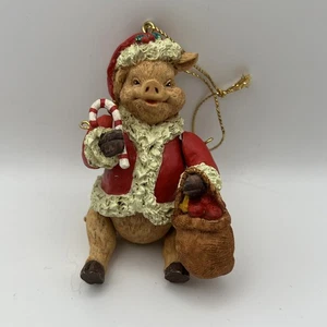Ornamento natalizio vintage Babbo Natale maiale articolato braccia gambe 4” aquila? - Foto 1 di 8