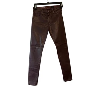 AG Adriano Goldschmied The Farrah Ankle Burgundy Coated Skinny Jeans - Picture 1 of 5
