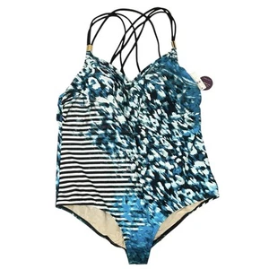 Nuevo con etiquetas Traje de baño Cacique de una pieza talla 22 azul animalPrint sin alambre tiras playa - Imagen 1 de 6
