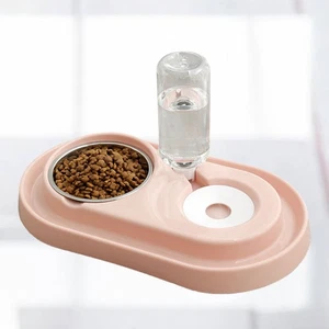 Dual-use Pet Dog Double Bowl Plastic Stainless Steel Automatic Water Filling - Picture 1 of 11