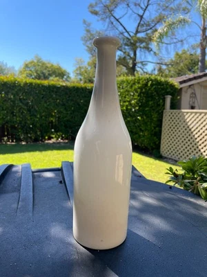 BOTELLA DE BARBERO DE VIDRIO DE LECHE PONTIL GRANDE EXCAVADA EN VERTEDERO PIONERO AÑOS 1840-1850 BONITA Foto 1 de 4