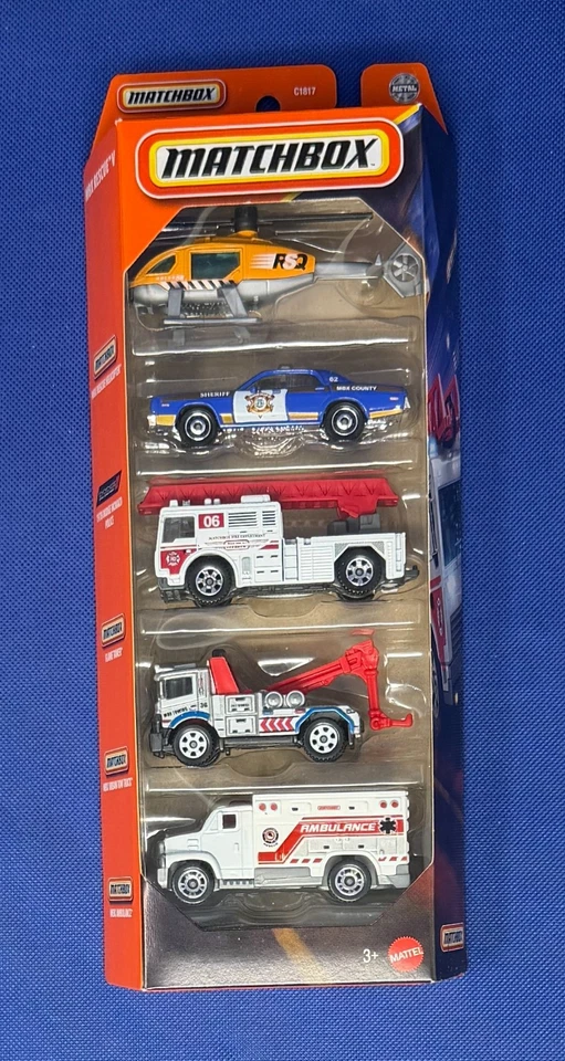 Matchbox 2025 MBX Rescue V   5-Pack   Variation #2 - Image 1 of 4