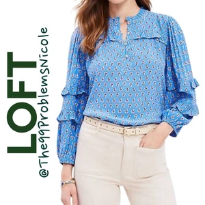 Blusa Loft Paisley Manga Volantes Botón - Imagen 1 de 8