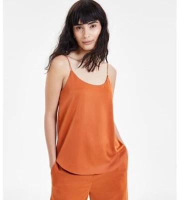 BAR III New! Terra Cotta Scoop Neck Spaghetti Strap Swing Tank Cami Top NWOT M - Image 1 of 4