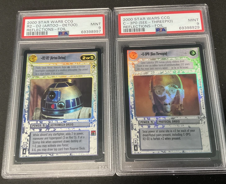 R2 D2 & C-3PO - Foil Reflections - 1999 Star Wars CCG - PSA 9 Mint - Image 1 of 1
