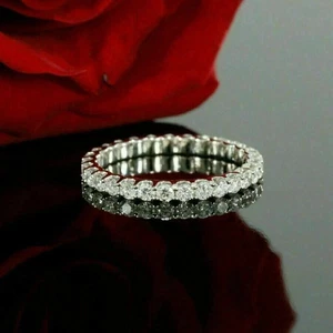 Ehering 14 K Weißgold-Finish 2 kt Lab Created Diamant volle Ewigkeit - Bild 1 von 4
