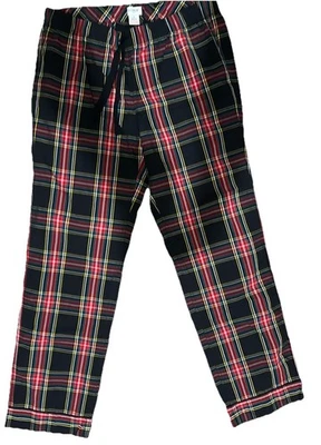 J. Pantalones de salón Crew para mujer/pijamas talla pequeña 100 % algodón rojo/negro tartán a cuadros Foto 1 de 4