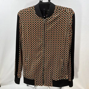 INC International Concepts classic fit geo print zip velour track suit jacket M - Picture 1 of 10