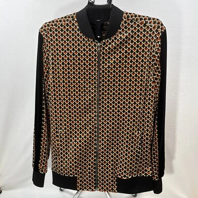 Chaqueta de chándal INC International Concepts corte clásico geo estampado cremallera terciopelo M Foto 1 de 4