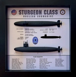 Sturgeon Class Submarine Shadow Display Box, 9" x 9", Black - Picture 1 of 4