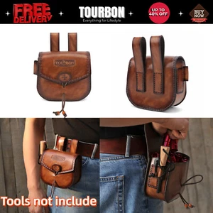 TOURBON Cuero Herramienta Cinturón Bolsa Camping Mini Estuche Funda Fire Starter Bolsa de Transporte - Imagen 1 de 24