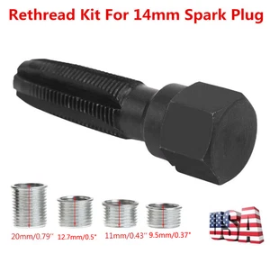 Kit de rehilo de bujía de 14 mm herramienta de reparación de grifos escarpador insertos de hilo - Imagen 1 de 12