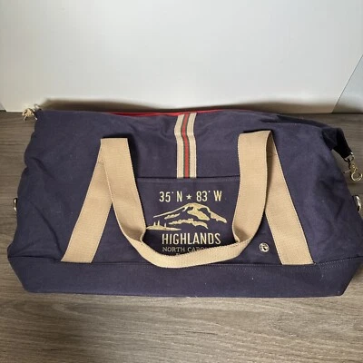 Spartina Highlands Duffle Bag CANVAS LINEN 24x14 Navy Gold Stitch North Carolina - Image 1 of 4