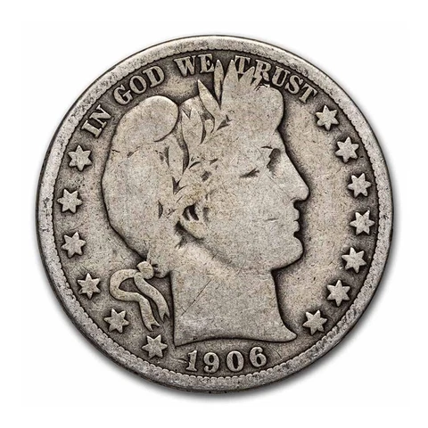 1906 P Barber Half Dollar Very Good 50C VG 90% Silver Mint Detailed US Deal Rare Cover