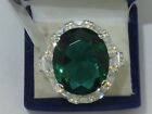 Emerald Green Ring Oval Emerald Ladies Sterling Silver Cz Dress 6 Carat New S007