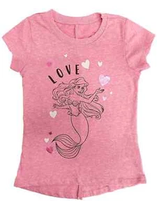 Disney Princess Toddler Girls Pink Ariel Little Mermaid Valentines Shirt - Picture 1 of 1