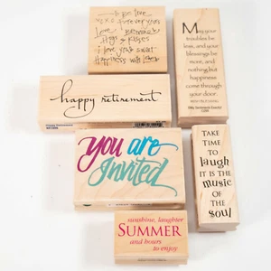 Lot 6 Rubber Stamp Phrases Irish Sayings, Invitation, Retirement, Love Summer - Picture 1 of 9