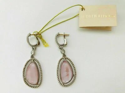 Pendientes colgantes JUDITH RIPKA plata rosa de Francia rosa topacio 18K poste $900 Foto 1 de 4