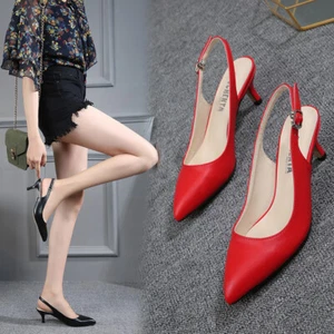Para hombre tacones de gatito cabestrillos travesti negro cuero sintético zapatos para mujer 35-45 - Imagen 1 de 39