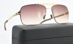MYKITA Sonnenbrille NO.1 SUN TROY 58-15 135 Col013 Gold Glossy Light Brown Lens - Picture 1 of 15