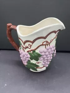 Arnels Grape Grapevine 7 1/2" Pitcher Ceramic Pottery Hand Painted VTG MCM - Picture 1 of 13