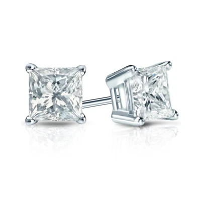 Studs Diamond Earring Lab Grown Princess  3.00 Ct IGI Certified 18k White Gold - Image 1 of 4