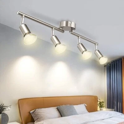 4 Way Ceiling Spotlight Adjustable Kitchen Bar Spot Light LED GU10 Bulbs Lamp
