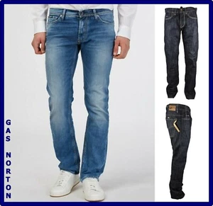 gas norton denim herren jeans gerades bein low waist senkrecht blau w31 w32 46 - Bild 1 von 17