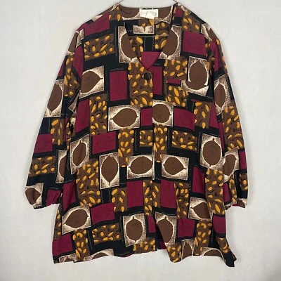 Blusa vintage Christie & Jill a cuadros color otoño abotonada mujer talla 2X Foto 1 de 4