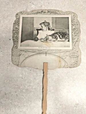 1893 Рекламный Вентилятор Слабительное Сельдерей Бромид Шарлатанское Лекарство и Кот Вернулся - Изображение 1 из 4