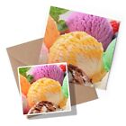 1 x Greeting Card & Sticker Set - Ice Cream Sorbet Palour Scoops #45383
