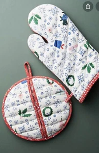 New Jingle Bell Swing Anthropologie Potholder And Oven Mitt Set - Picture 1 of 4